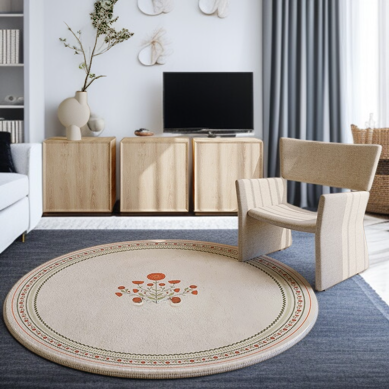 カシミヤ風の円形フットスツールカーペット＆ソファテーブル用マット