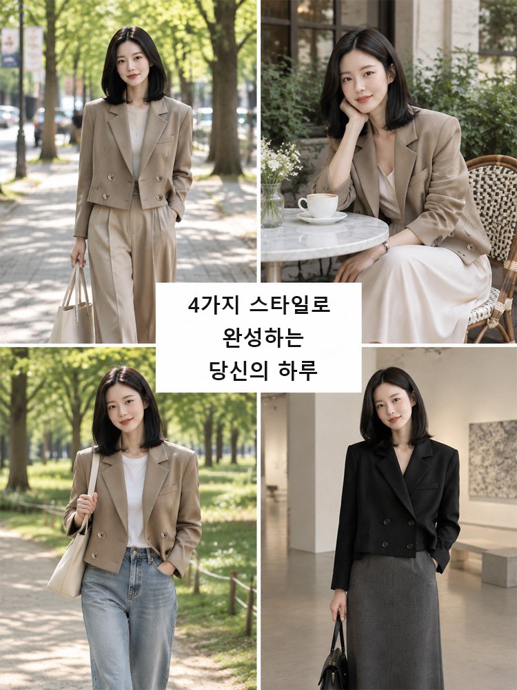 디자이너 여성 더블 레이어 숏 블레이저 재킷