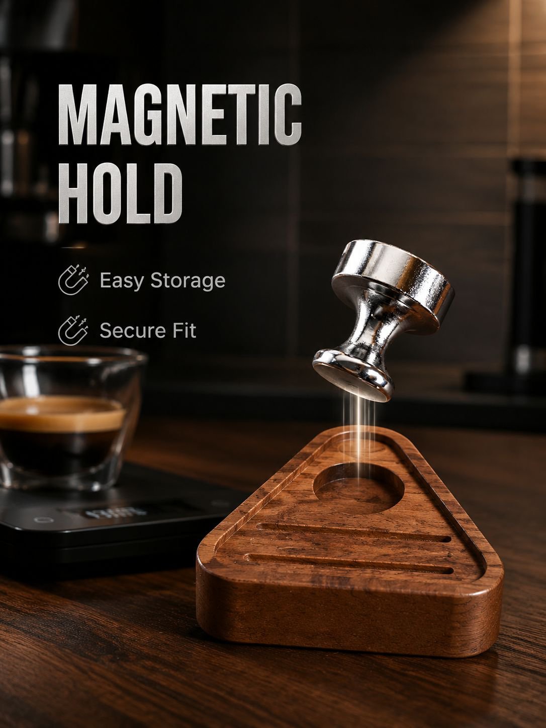 Coffee Distribution Mesh Storage Base, Universal Wooden Filter Holder