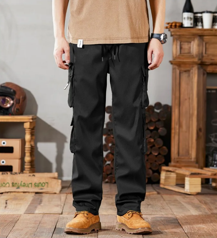 가을용 내마모 멀티 포켓 빈티지 카고 팬츠 디테일