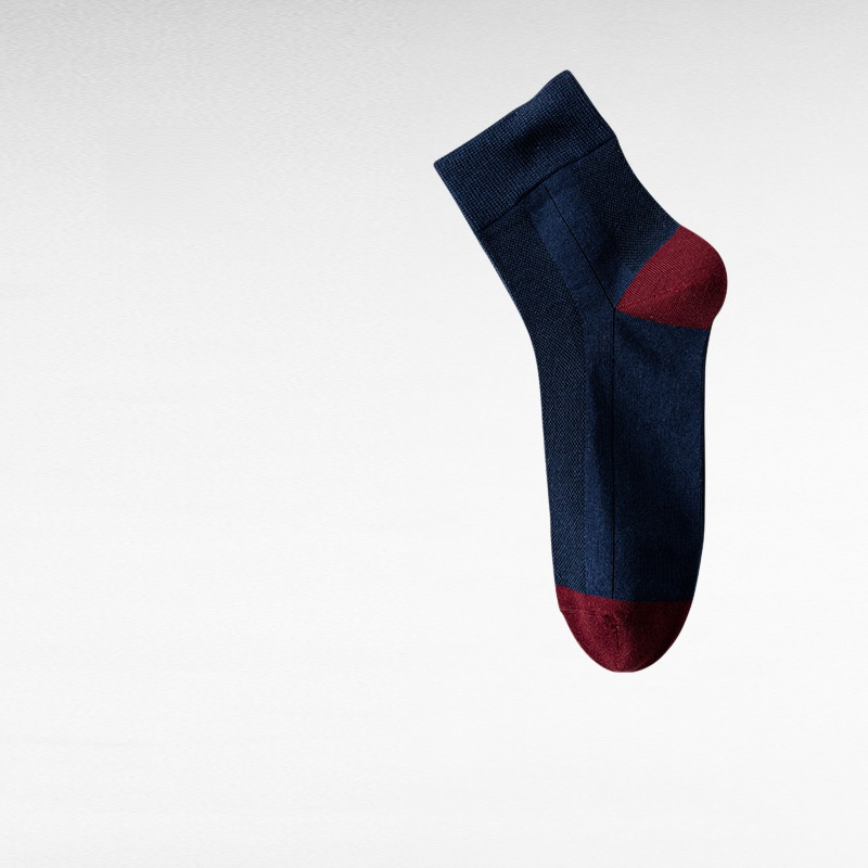 メンズソックス 新作春夏 カラーブロック 吸湿防臭 綿製ミドル丈