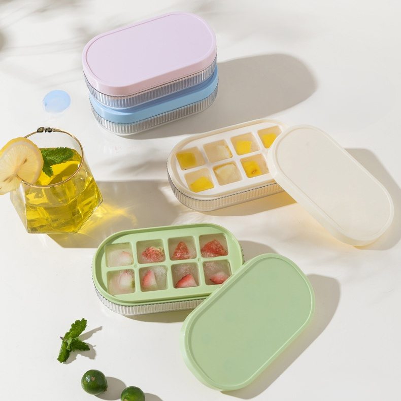 家用冰箱制冰器，压式制冰盒带盖，迷你奶昔制作机