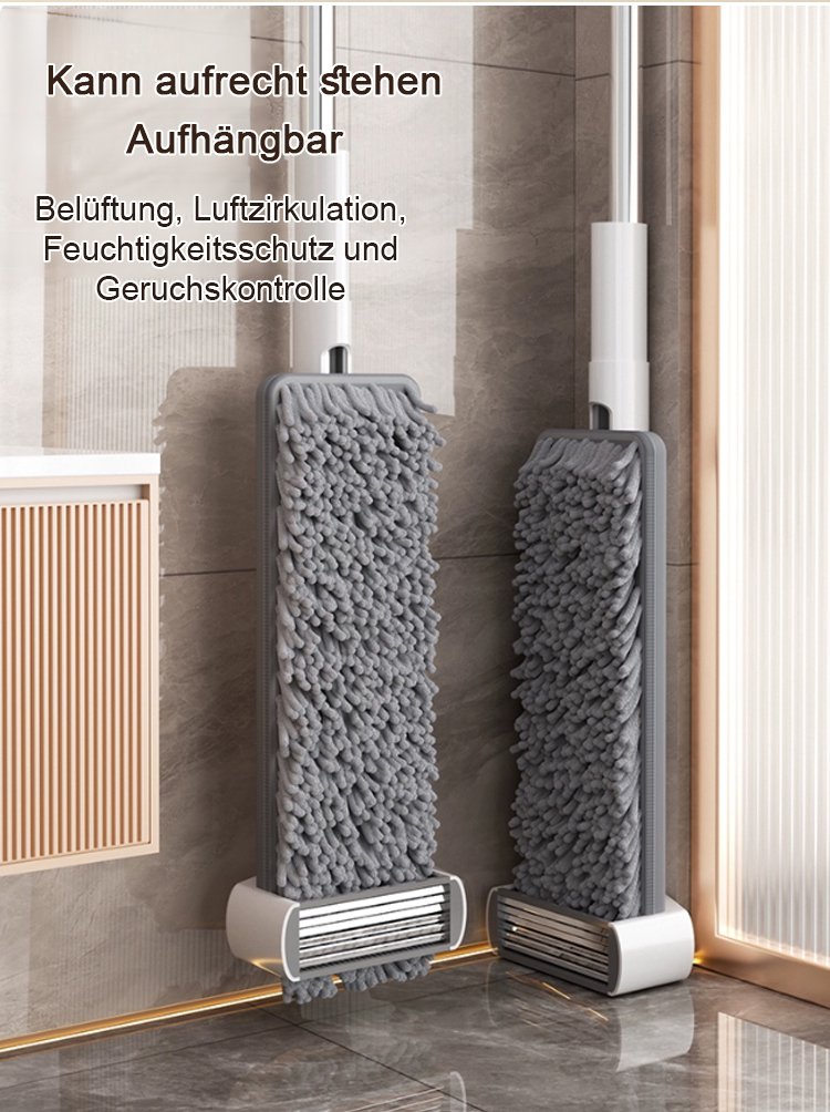 【Zeitersparnis und langlebig】Händefreier, trocken und nass verwendbarer Flachmopp