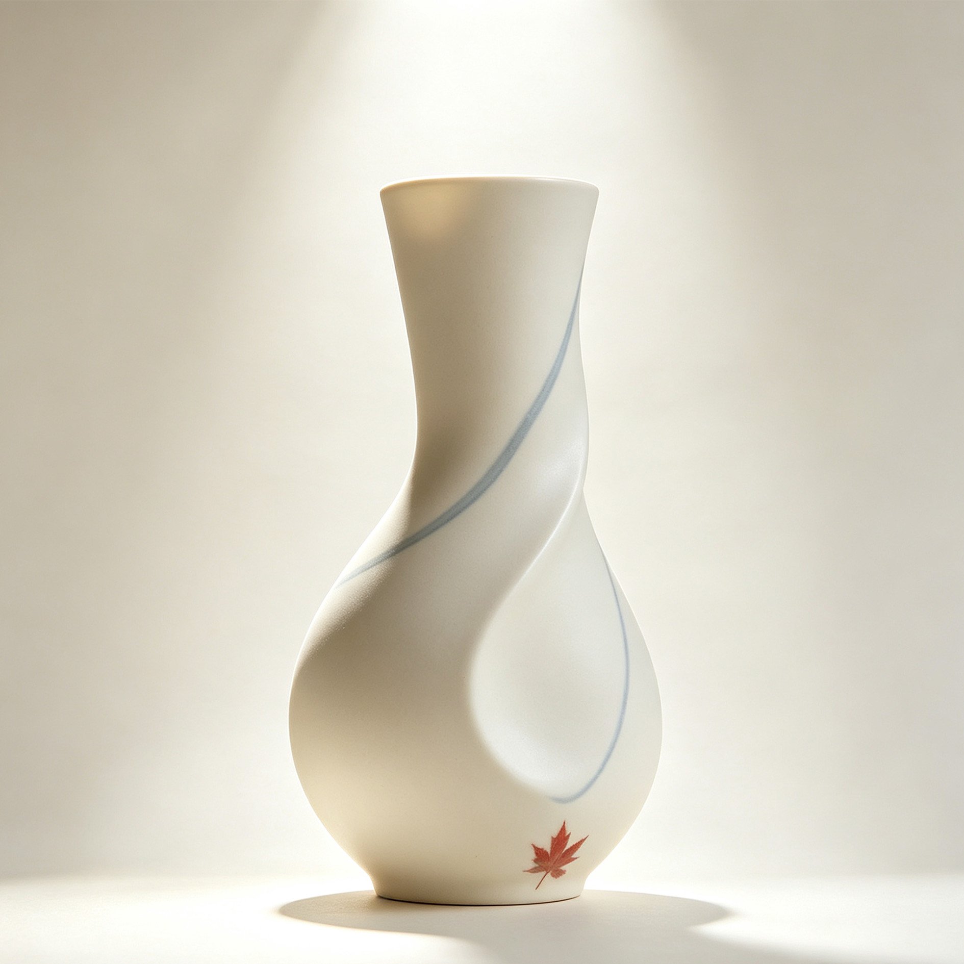 Maple-patterned twisted-neck vase
