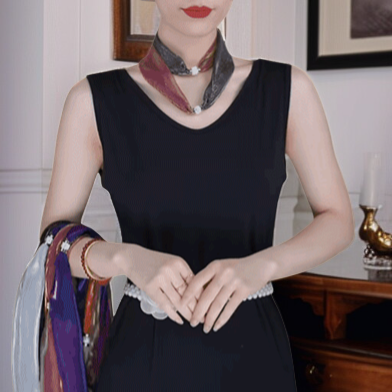 وشاح حريري متعدد الاستخدامات مع زر مغناطيسي ملون