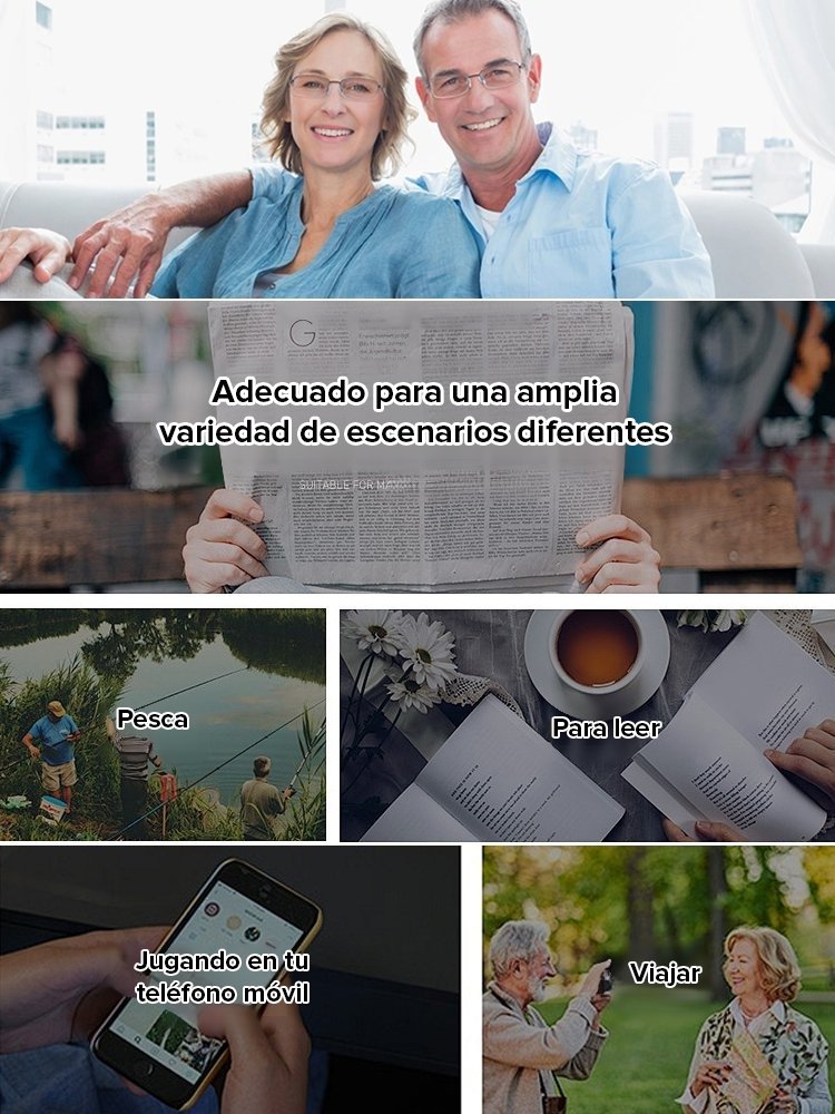 Gafas de lectura ultraligeras con zoom automático y antiluz azul