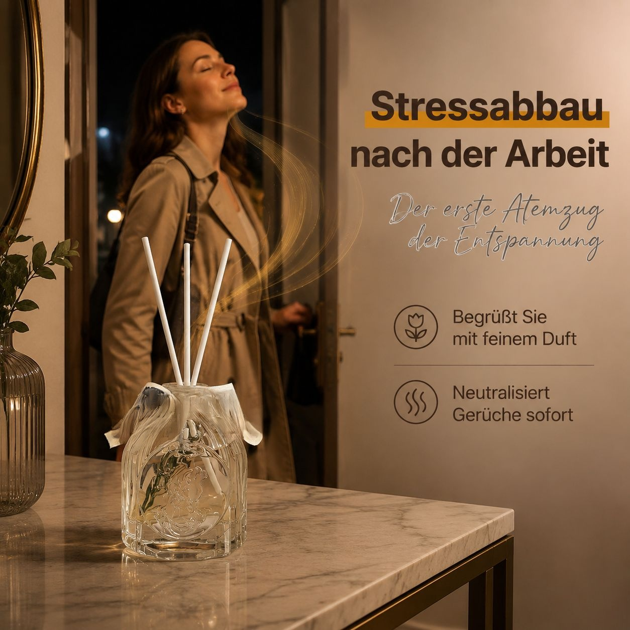 Glas Parfümflasche Raumduft Dekorationsflasche für Büro, Bad und Schlafzimmer