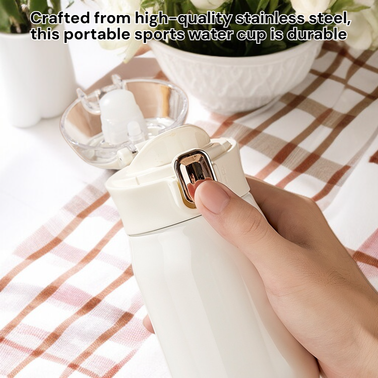 Portable Sports Water Cup, Leak-proof Stainless Steel