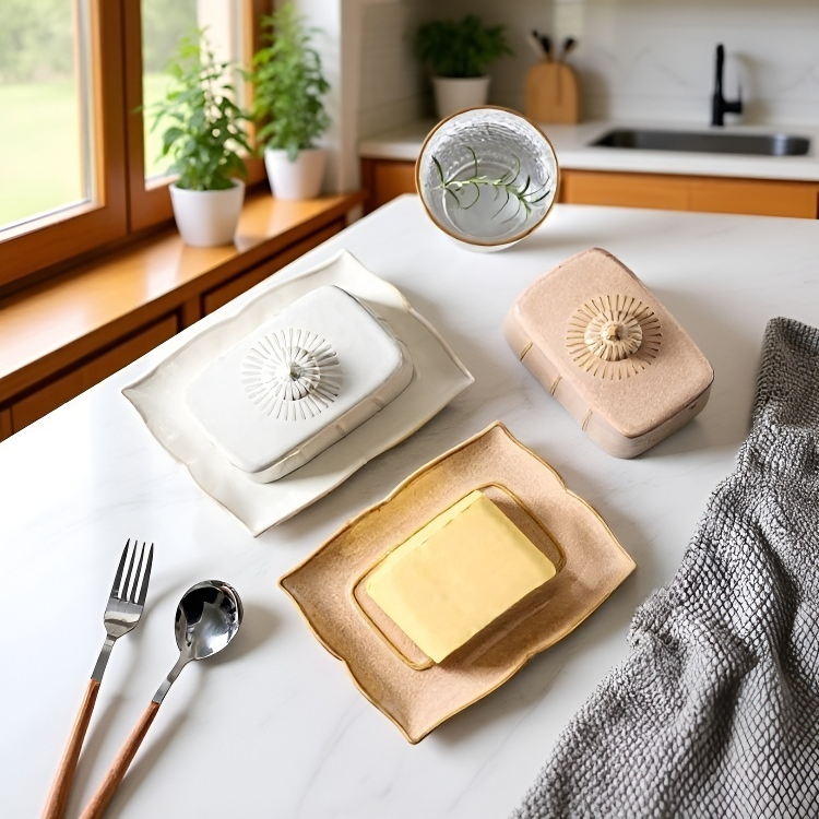 버터를 담은 세라믹 디스크