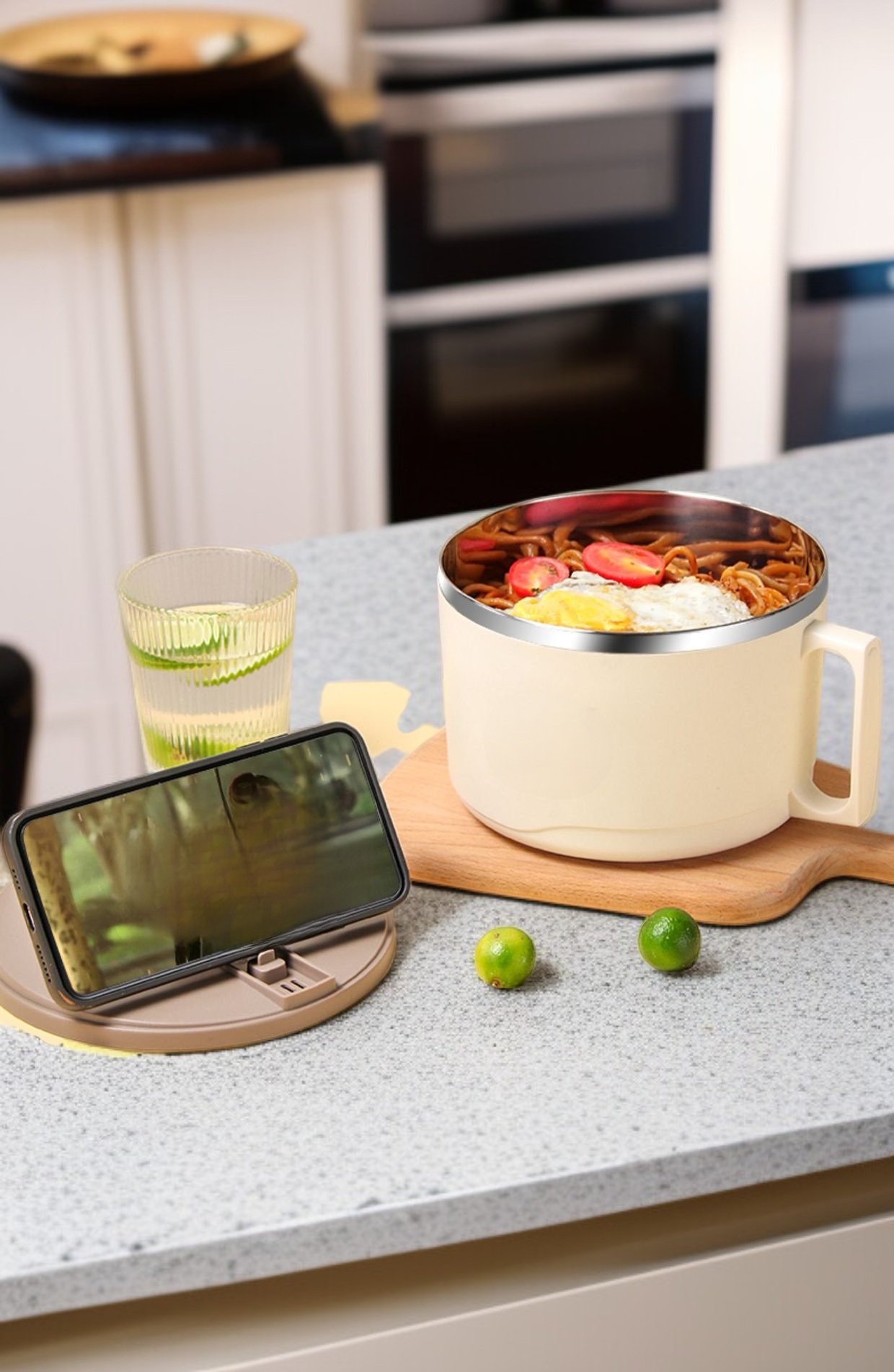 Tazón grande para sopa de fideos con tapa