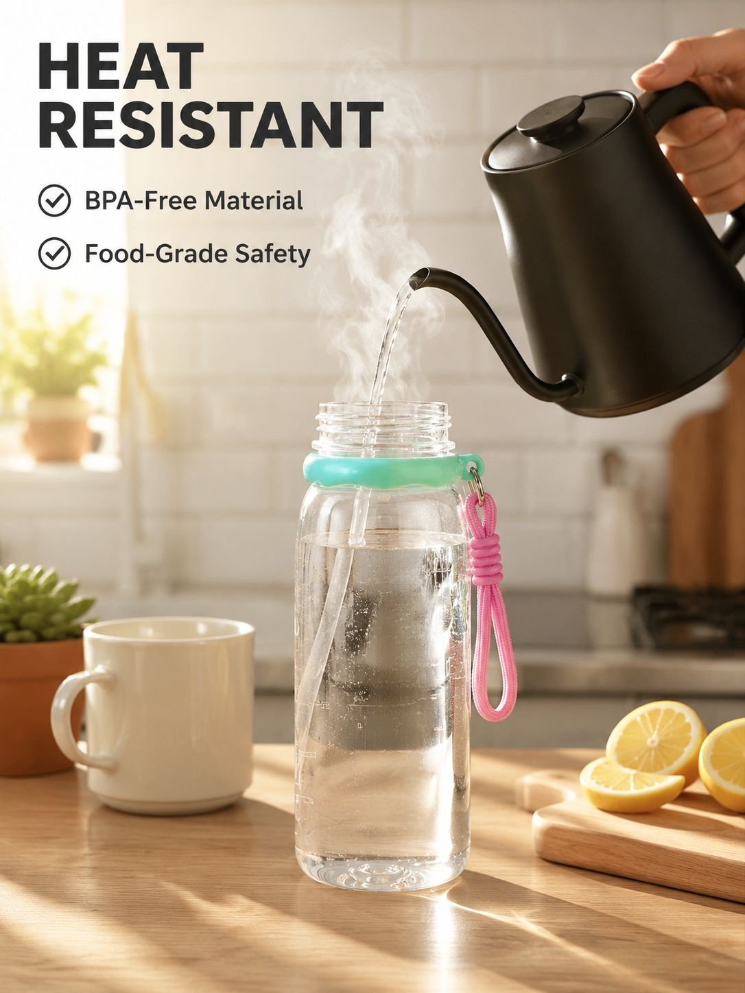 Stylish Shockproof & Heat-Resistant Student Water Bottle, Portable Straw Cup for Outdoor Sports