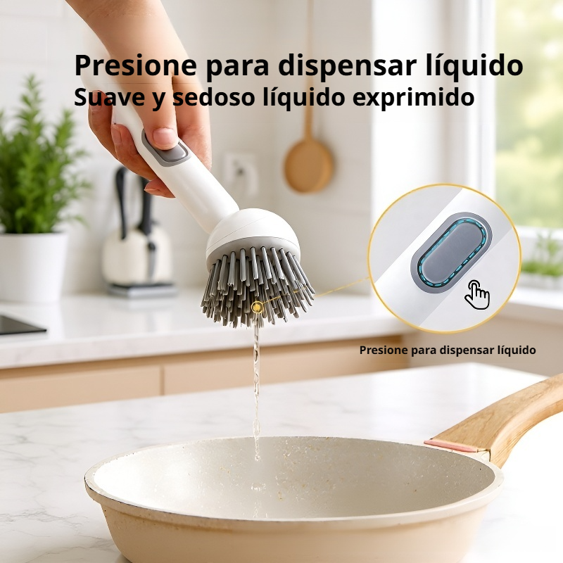 Cepillo de limpieza rotatorio y ajustable para sartenes