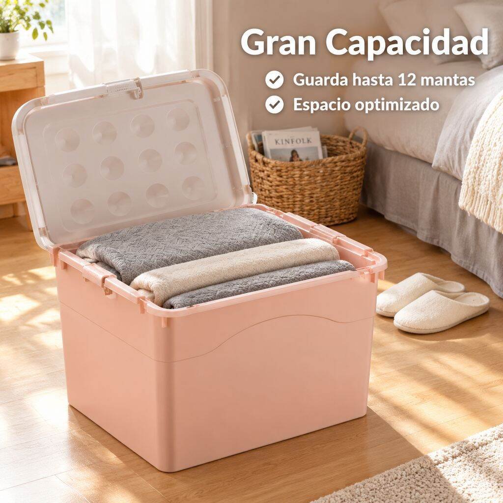 Caja organizadora grande de plástico con ruedas para mantas, juguetes y ropa