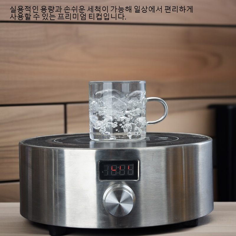 두꺼운 내열 투명 손잡이 유리 찻잔 공예 다도 찻잔 작은 손잡이 잔