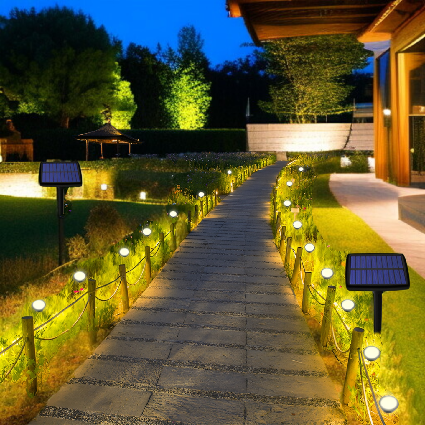 屋外家庭用ガーデンライト芝生シンプルなレイアウト1〜10ガイド暖かい光ソーラーガーデンライト