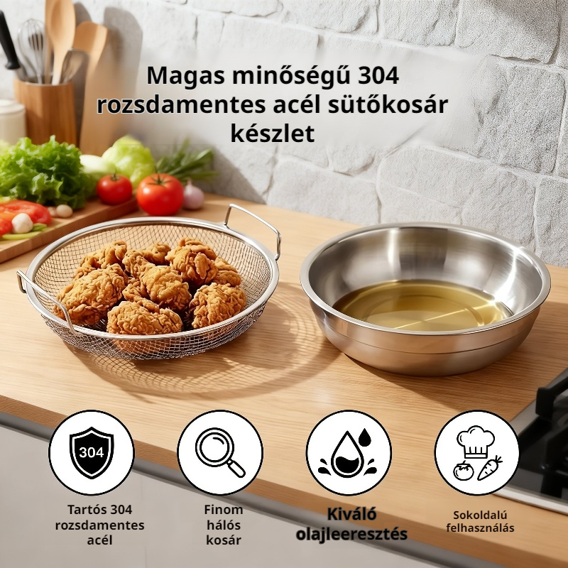 Konyhai kétfülű rozsdamentes acél olajcsepegtető tálca, háztartási olajszűrő tálca