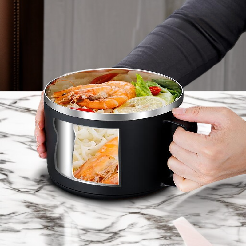 스테인리스 소재의 고급스러운 라면 그릇