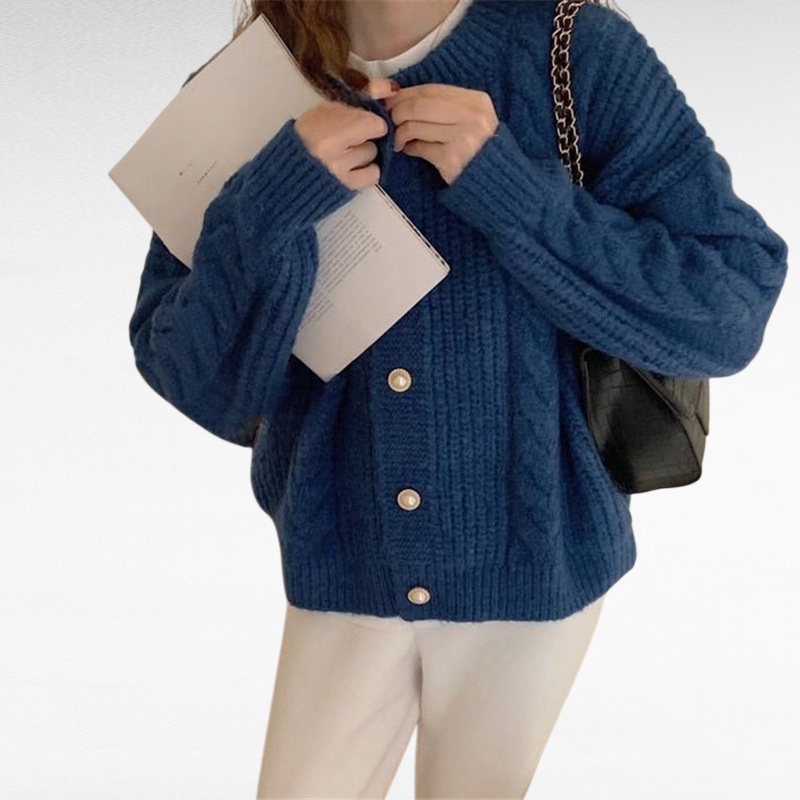 كارديجان نسائي بتصميم بلون واحد وياقة