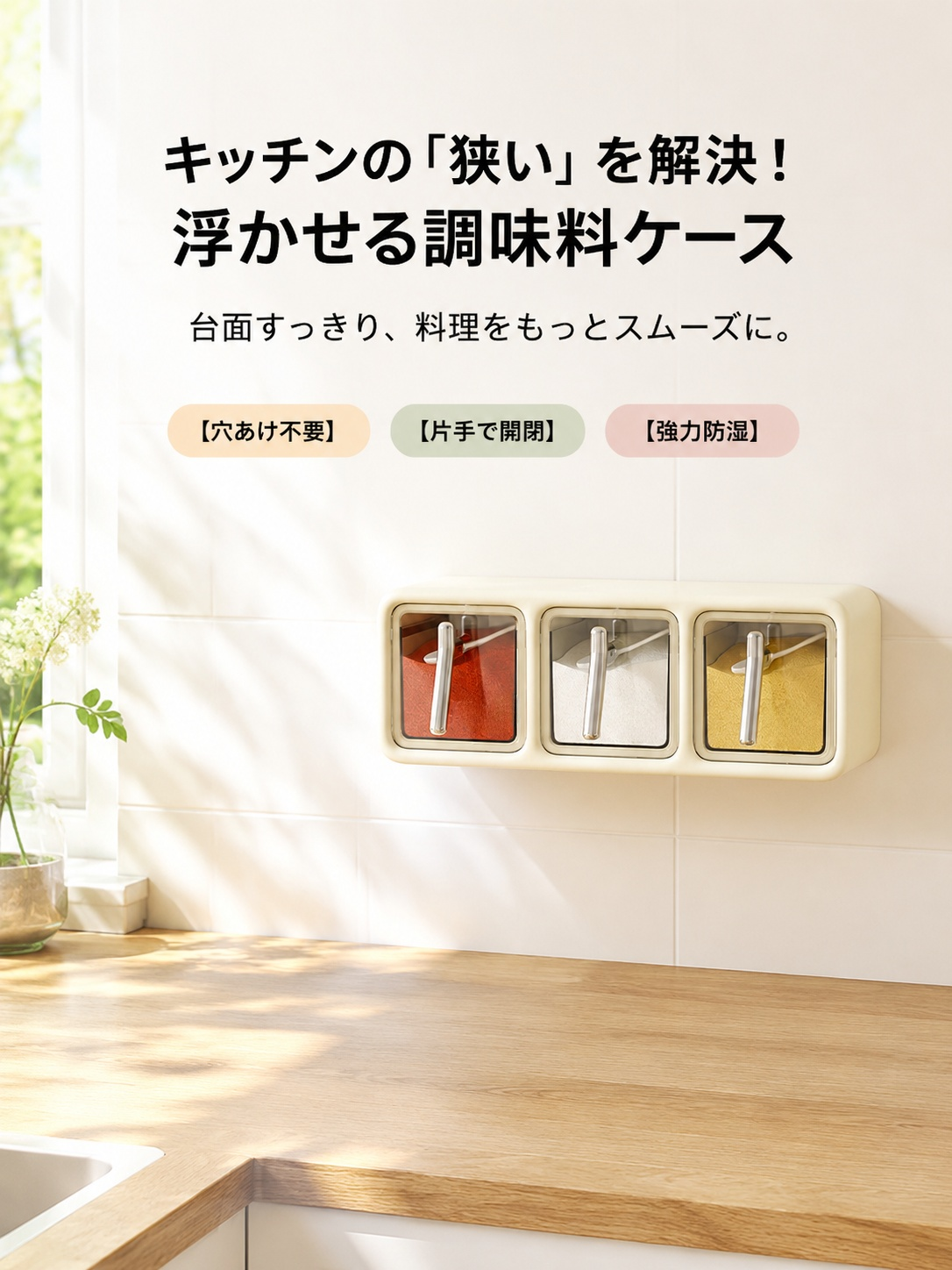 家庭用壁掛けセット調味料容器塩・胡椒・スパイスボックス