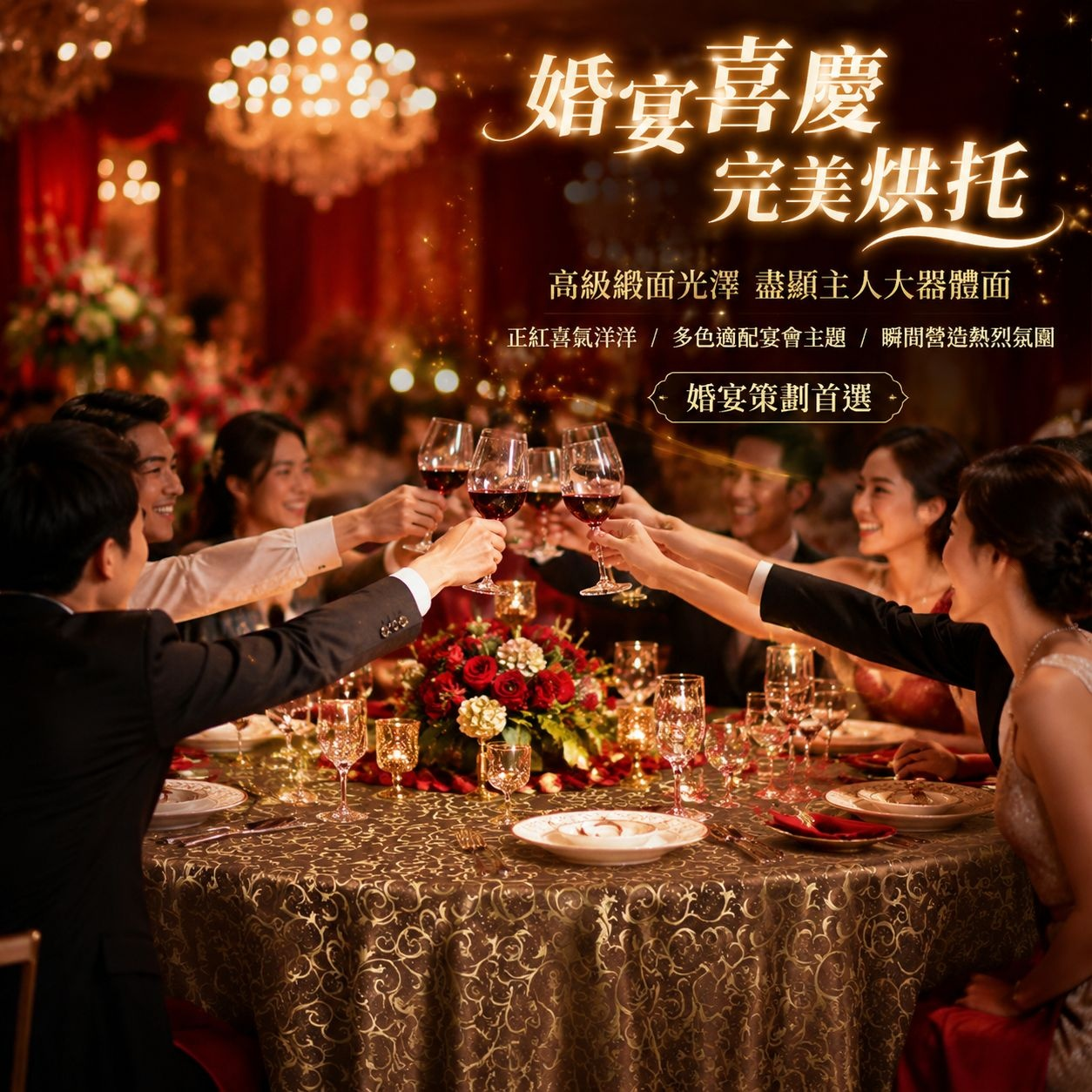 酒店餐桌加厚大圓桌布 抗皺耐磨鉤花設計