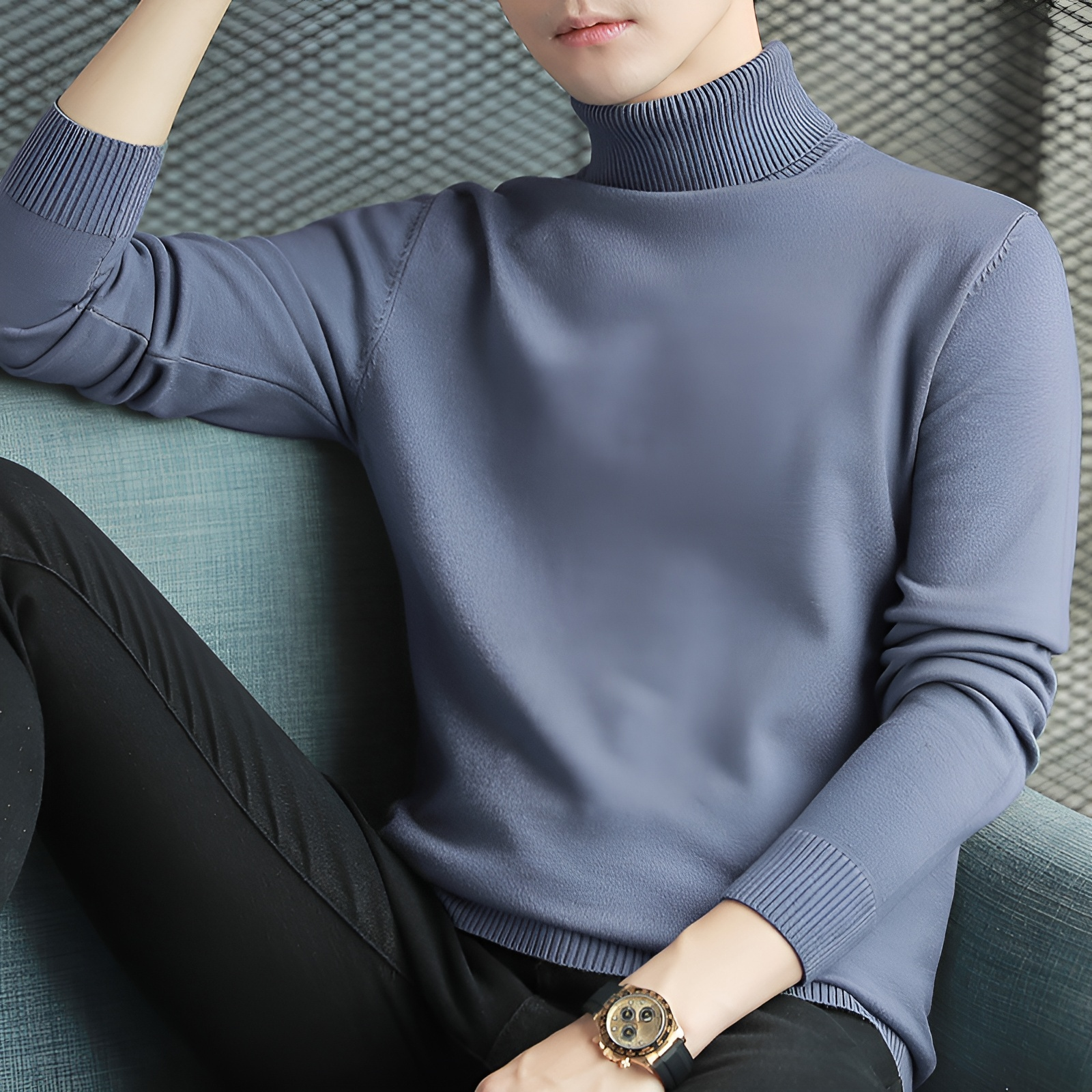 男士輕商務純色毛衣打底衫