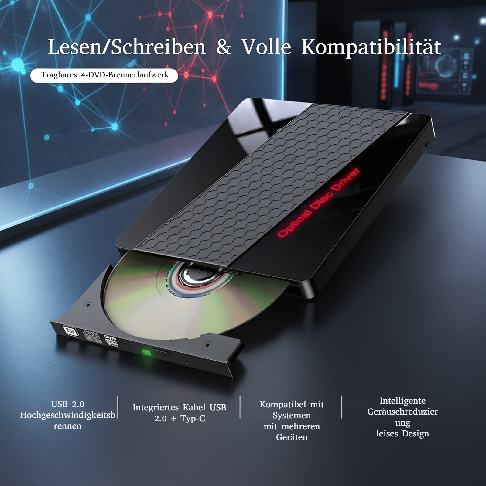Externes 7-in-1 DVD-Brenner mit USB-Anschluss