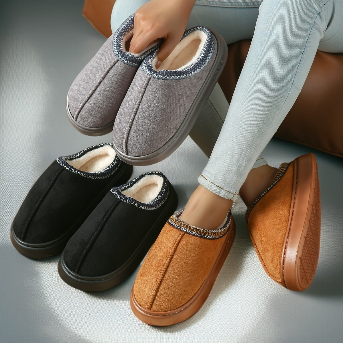 순색 루피털 보온면 슬리퍼