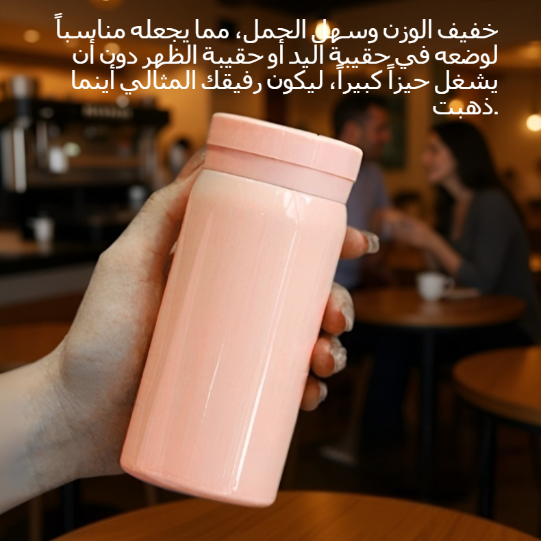 كأس ترمس محمول من الفولاذ المقاوم للصدأ بلون جذاب