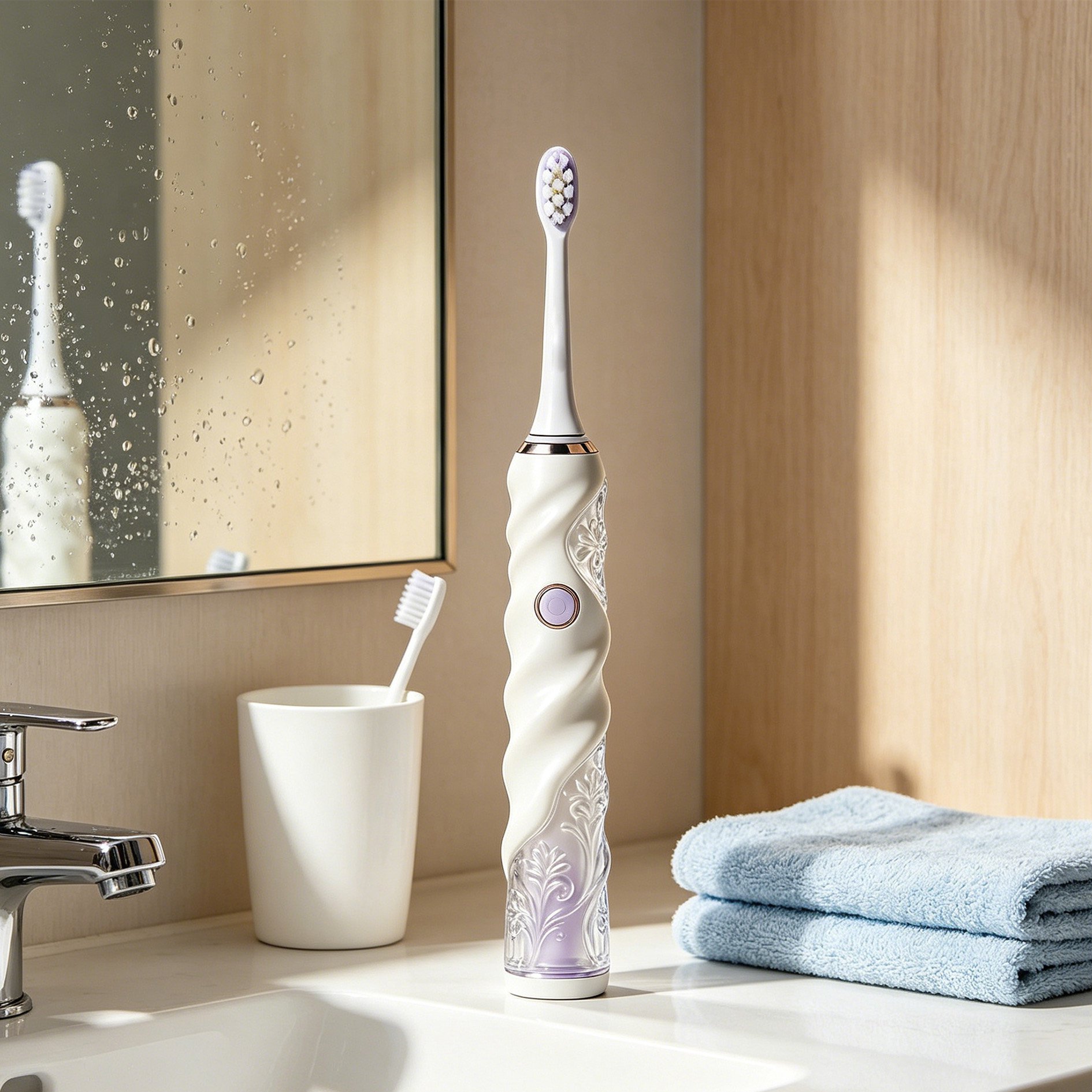 Close-up of sonic toothbrush bristles