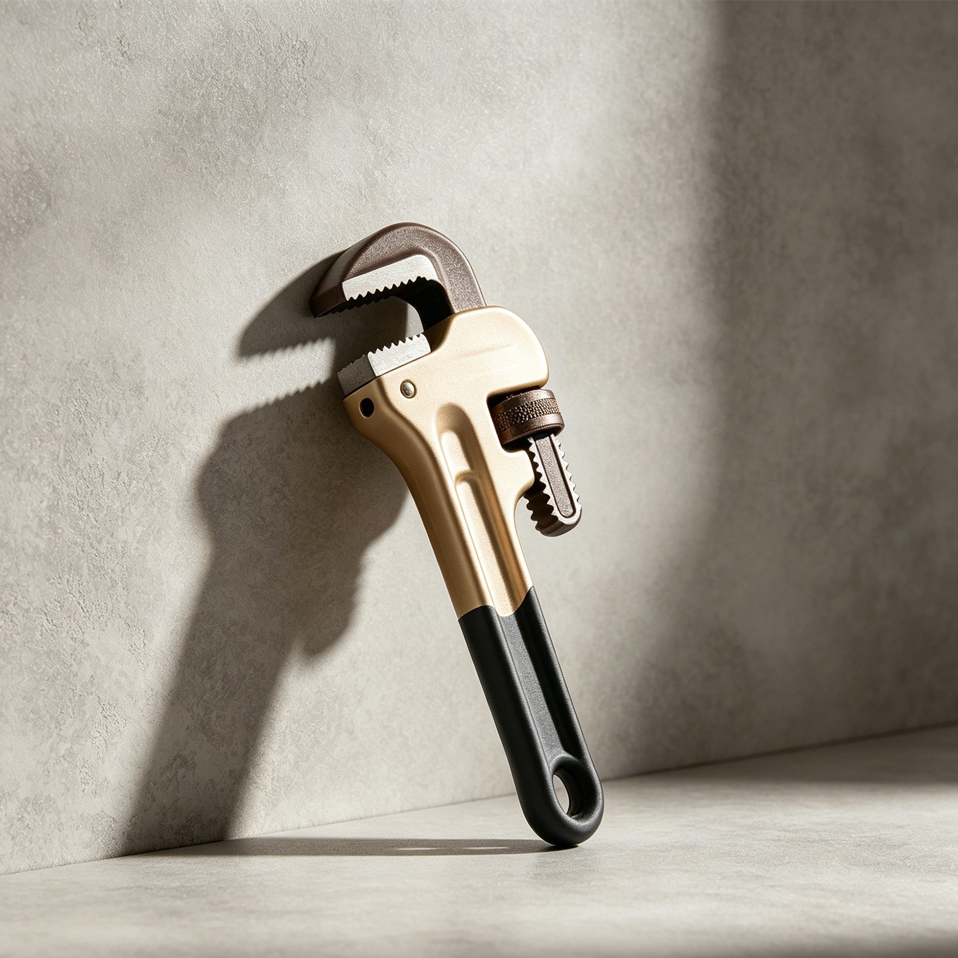 Close-up of steel pipe wrench for plumbers
