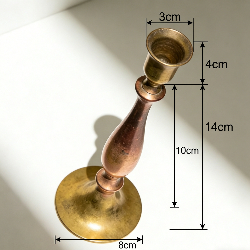 アンティーク真鍮キャンドルスタンドの細部アップ