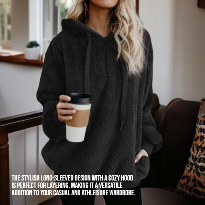 Women's long sleeved hooded fleece sweatshirt