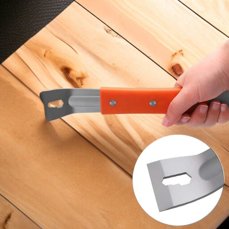 ステンレス製バール 多機能装飾スクレーパー木工ゴムハンドル ノンスリップ・ネイル・ピッカー・バール