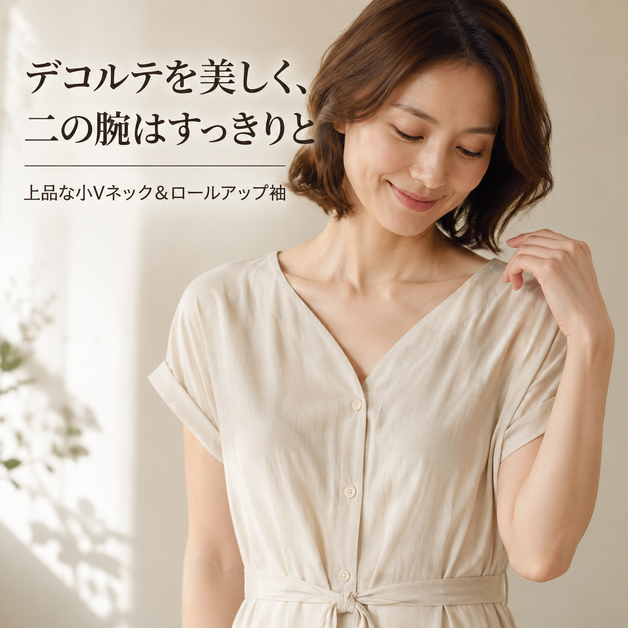 日韓風ウエストリボン付き細見えワンピース