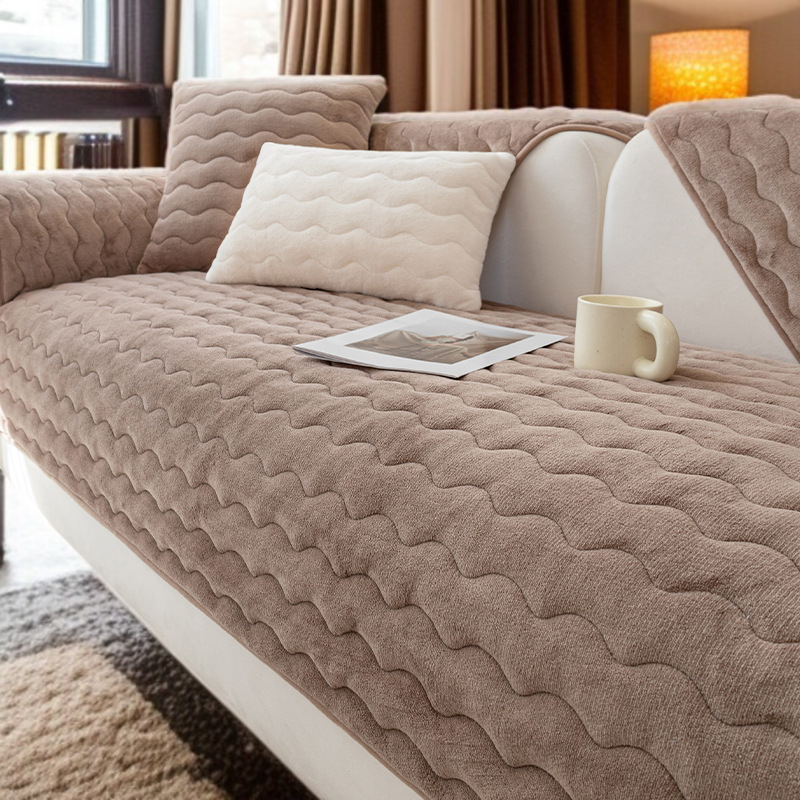 겨울 소파 커버 미끄럼 방지 두꺼운 보풀 대두 섬유 소파 커버 커버