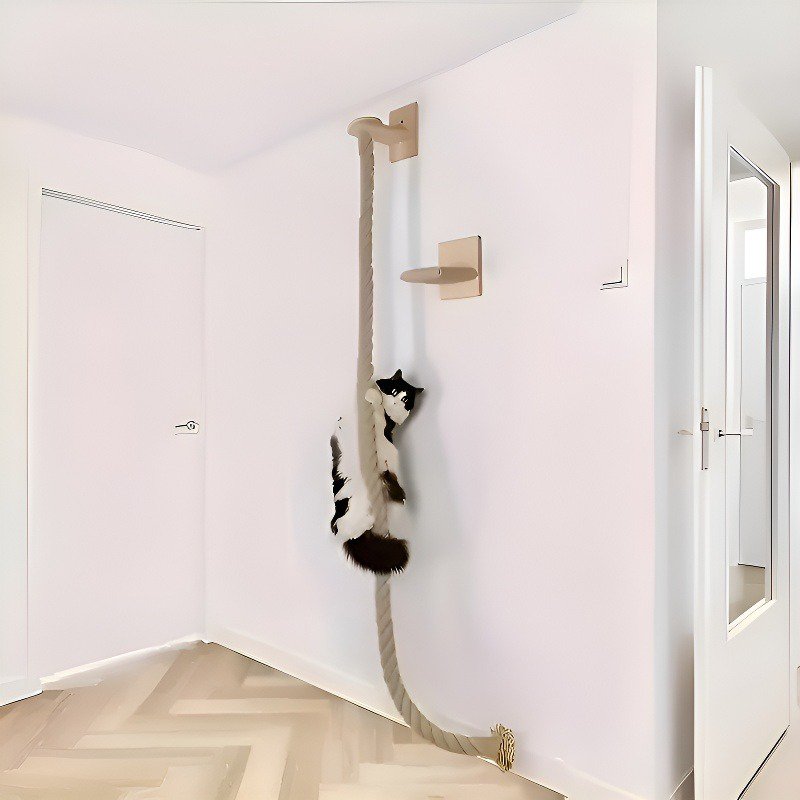 Rascador para gatos de montaje en pared con cuerda resistente