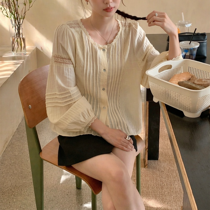 고퀄리티 라운드 긴팔 셔츠 전체 이미지