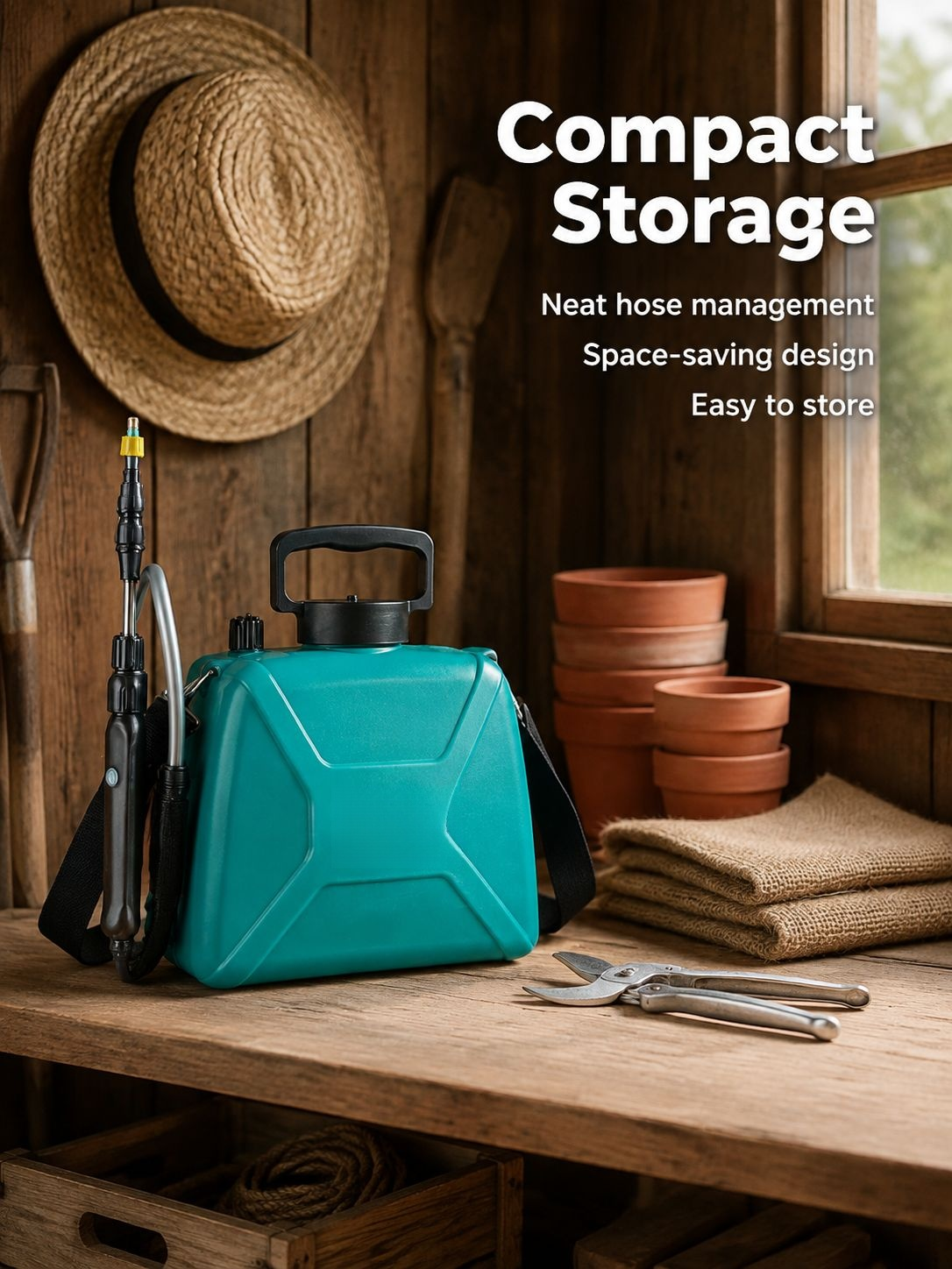 Compact garden sprayer for indoor and outdoor use