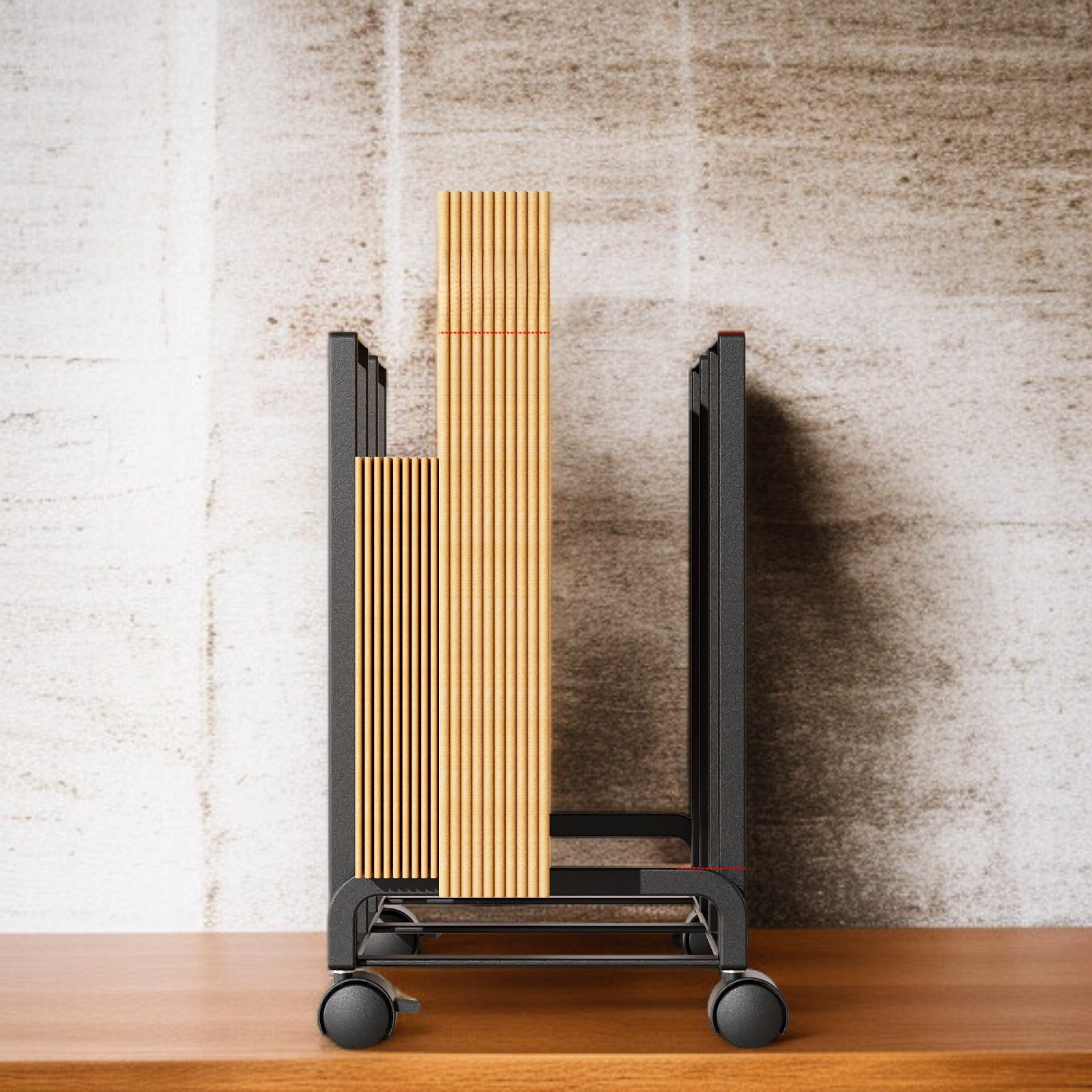 تصميم عصري لرف تخزين ياباني بعجلات