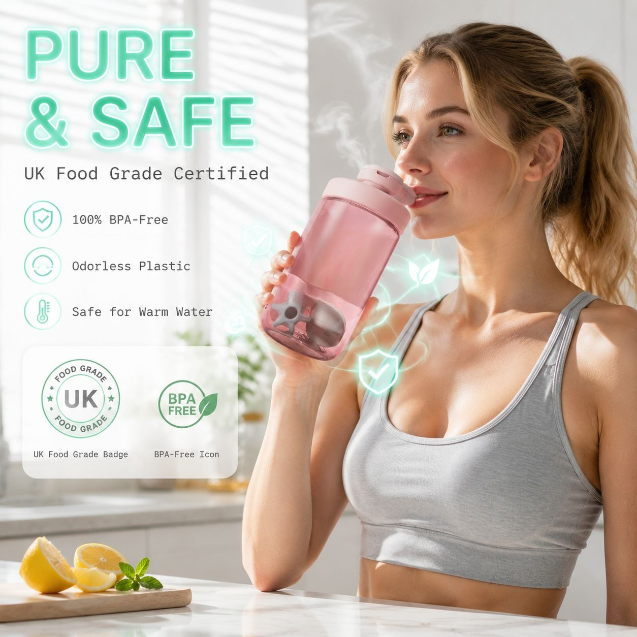 Unisex Fitness Shaker Bottle with Measurement Marks