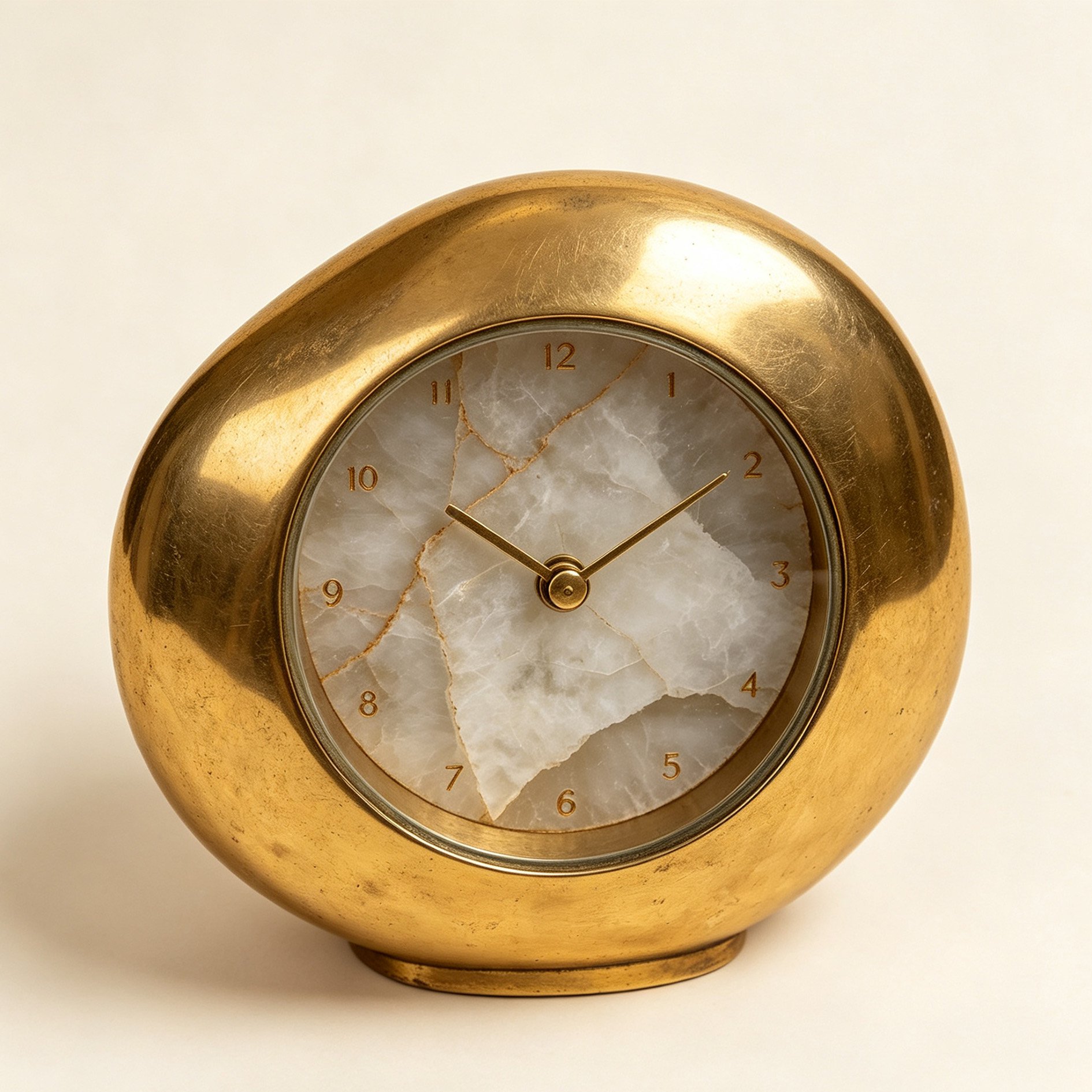 Luxury Brass Jade Table Clock
