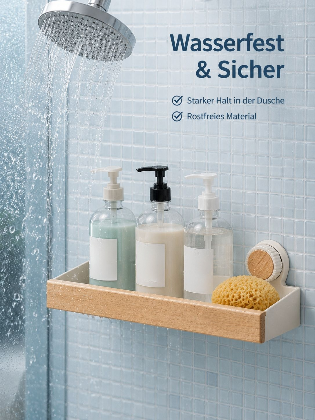 Selbstklebendes Badezimmer Regal ohne Bohren einfach an der Wand montiert