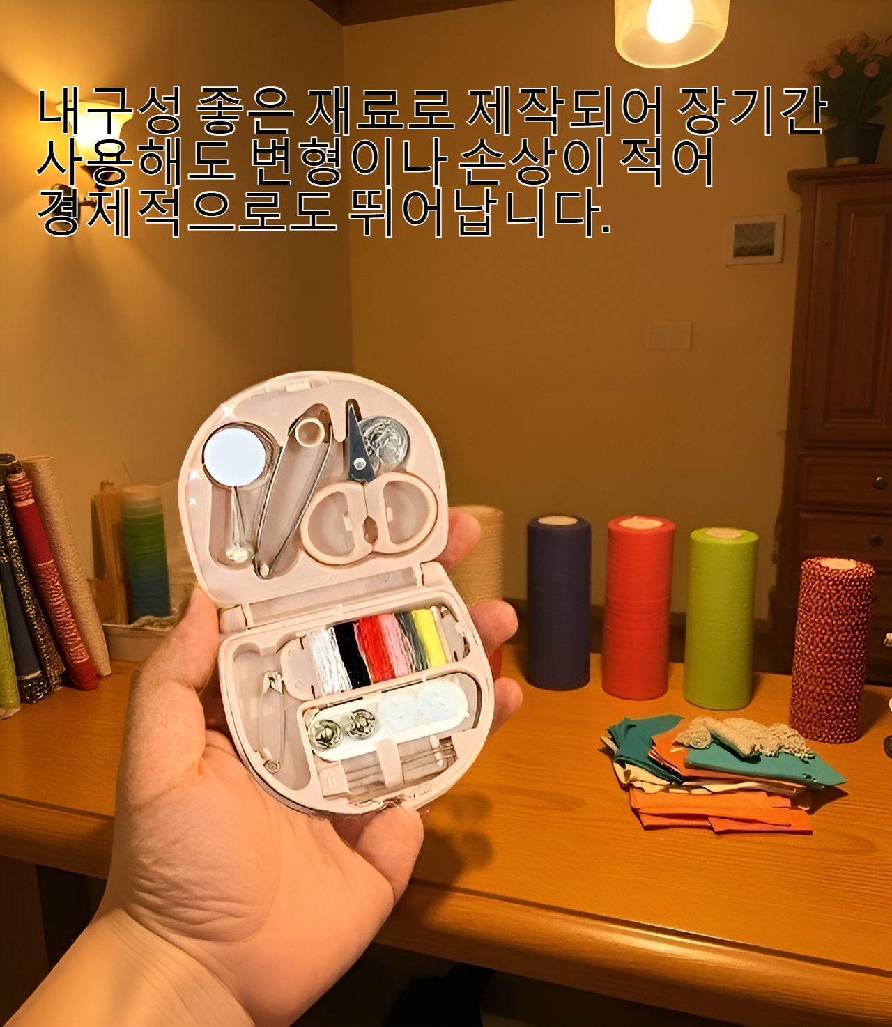 가정용 소형 바느질 세트 전체 구성품 이미지