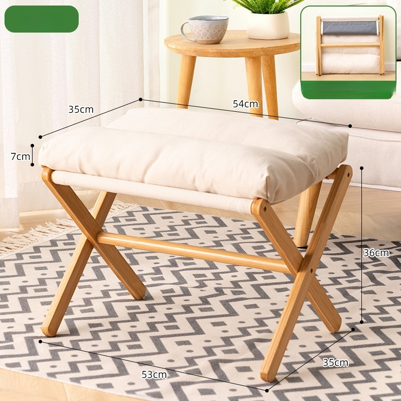 Tabouret pliable épais en bois pour salon, repose-pieds, petit tabouret Maza