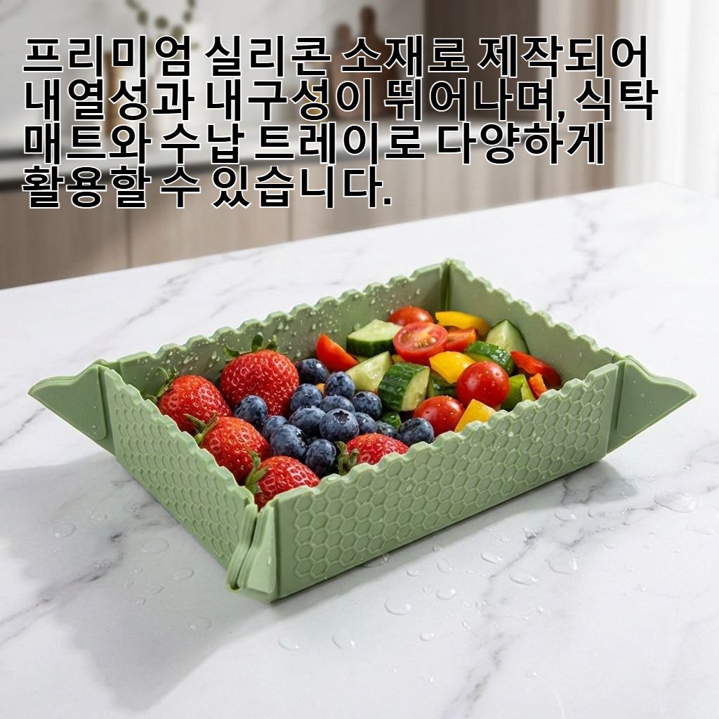 실리콘 접이식 단열 식탁 매트 겸용 창의적인 수납 트레이