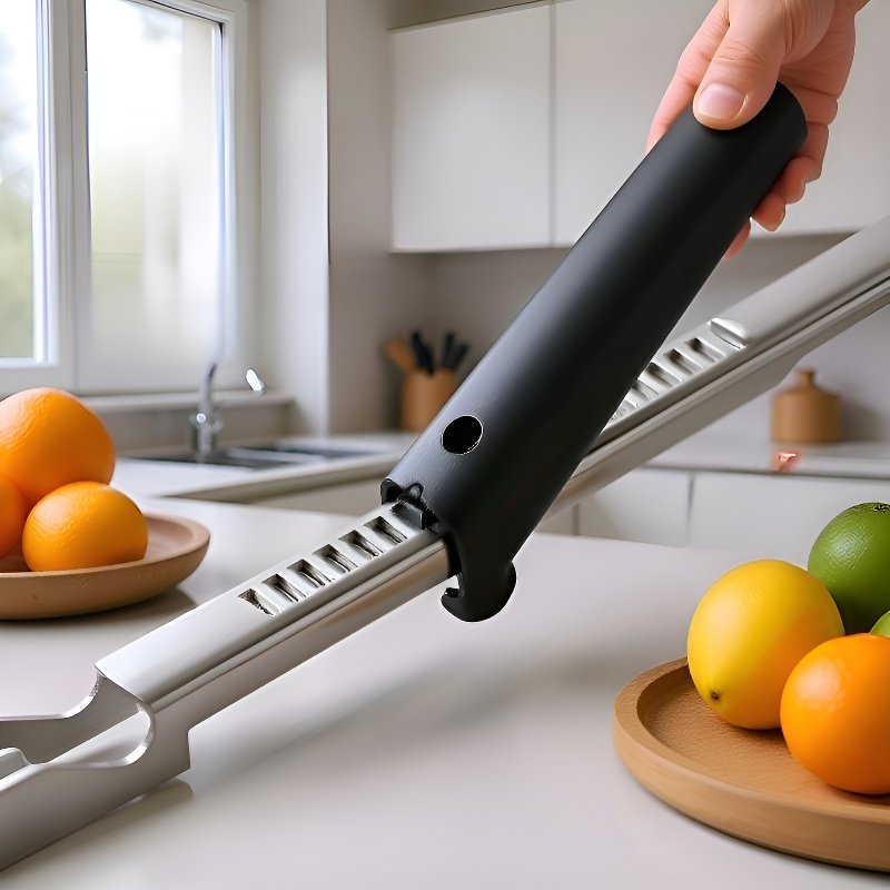 Abrelatas de acero inoxidable, un utensilio de cocina multifuncional.