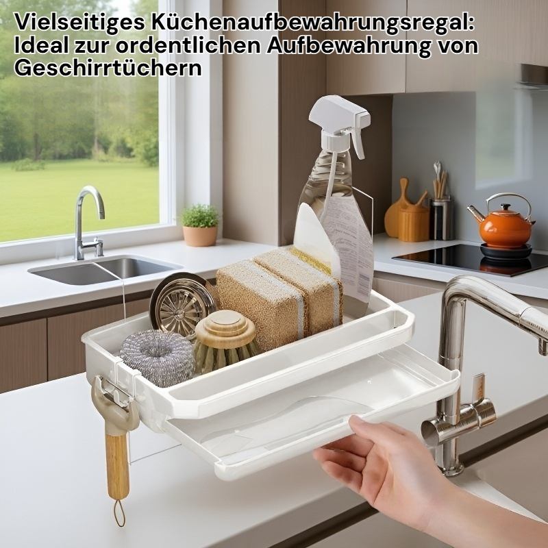 Küchenaufbewahrungsregal für Geschirrtücher und Abtropfkörbe
