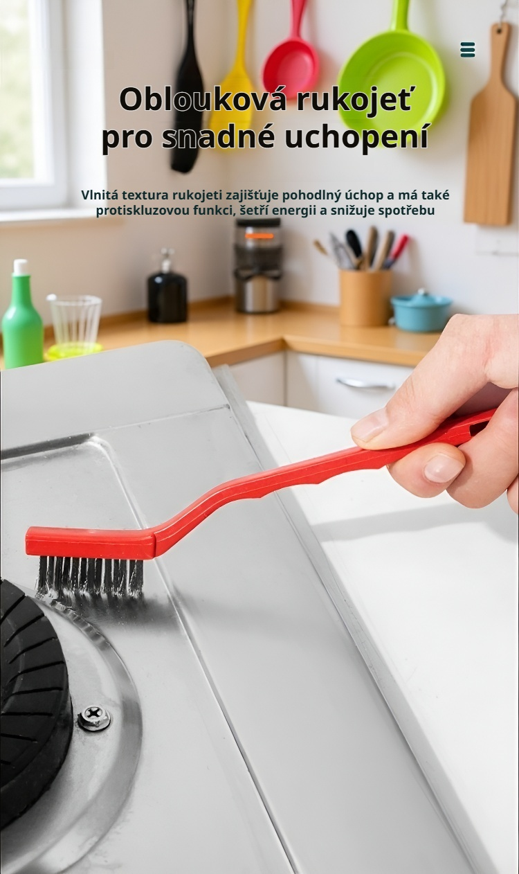 Praktický kartáč na kuchyňské spotřebiče