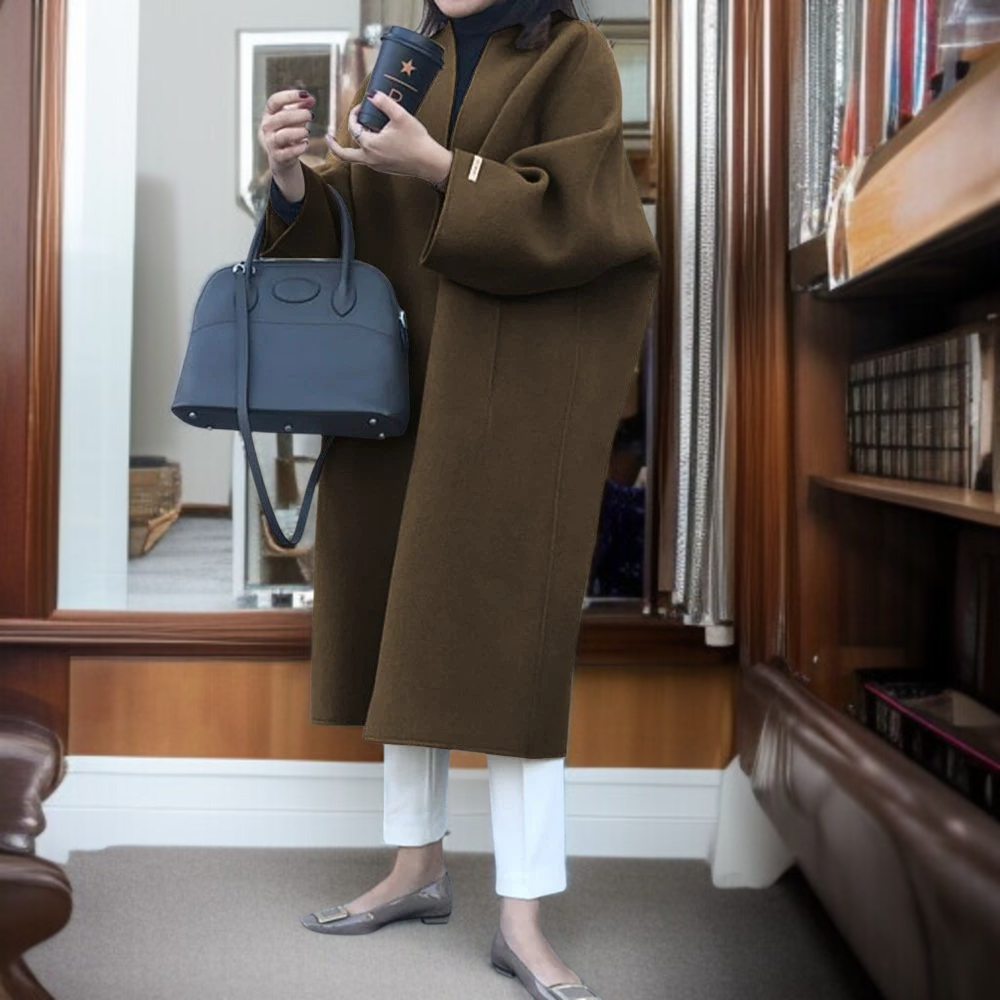업그레이드 루즈핏 기질 통근 코트 일자 솔리드 코트 심플 기질 통근 코트