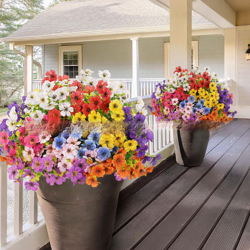 家居园艺装饰用7枝仿真尤加利紫罗兰花